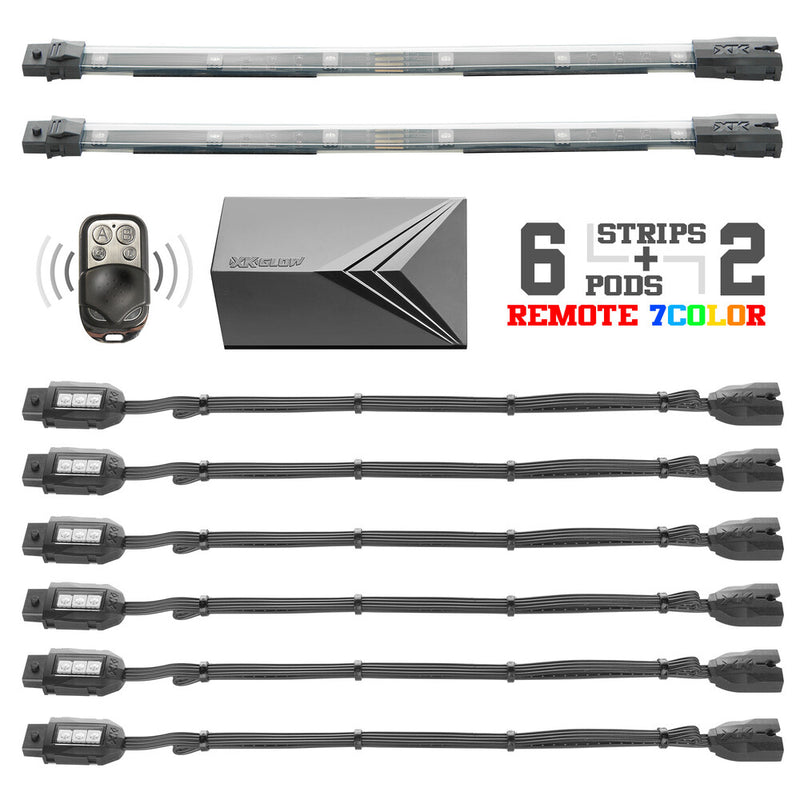 Xk Glow 8PC 7 Color Remote - XK034015