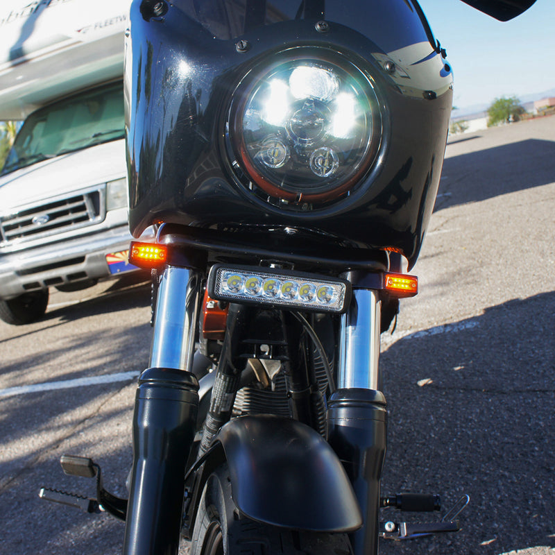 JOKER MACHINE 2020-1449 05-300-1 Rectangle LED Fork Mount Turn Signals - 39 mm - Black