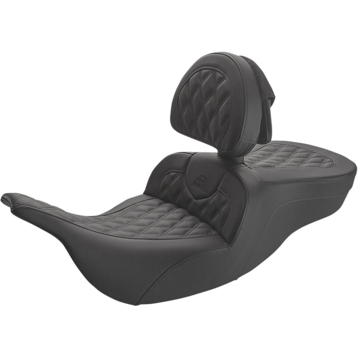 SADDLEMEN 0801-1389 897-07-182BR Roadsofa™ Lattice Stitched Seat - With Driver Backrest - Black