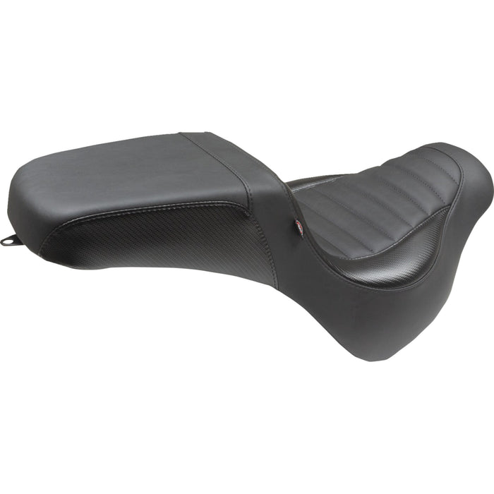 MUSTANG 0802-1506 76005 Squareback 2-Up Seat - Black - Tuck-n-Roll - Fat Bob '18-'23