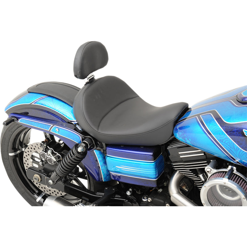 Drag Specialties Solo Seat With EZ Glide II™ Backrest Option Solo Seat Mild Stitched Driver's Backrest - 0803-0555 For Harley Motorcycles 2006-2017