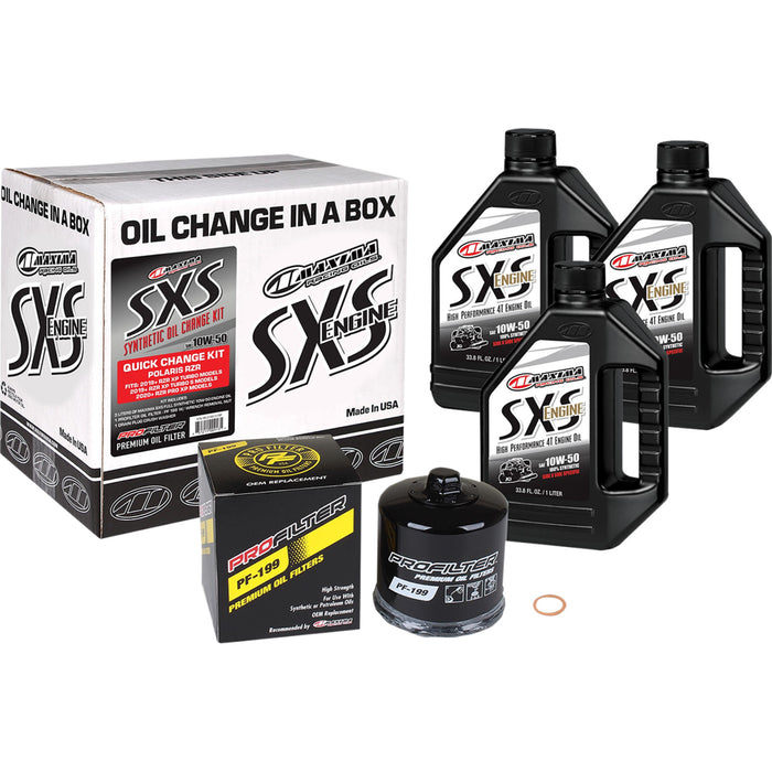 MAXIMA RACING OIL 3601-0823 90-219013-TXP SXS/UTV Synthetic Quick Oil Change Kit SXS Synthetic Oil Change Kit - Polaris Turbo - 10W-50