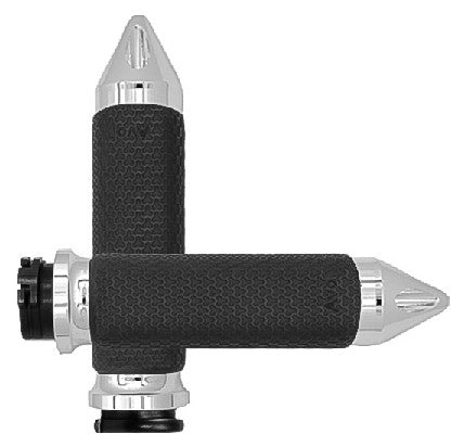 Avon Cable Throttle Memory Foam Grip Chrome - MF-63A-CH-SPK For Harley Motorcycles 1984-2018