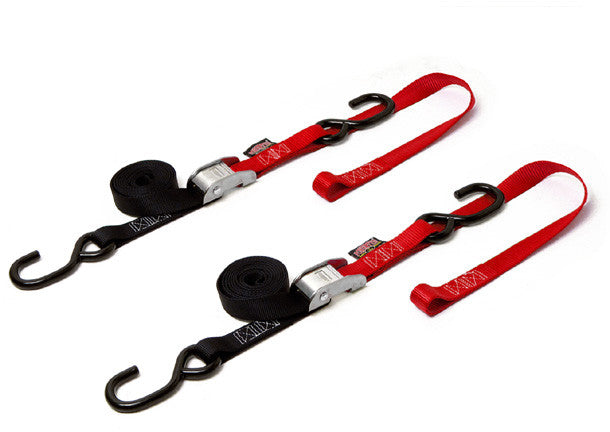 Powertye 29-1106 23621 TIE-DOWN CAM S-HOOK SOFT-TYE 1"X6' BLACK/RED PAIR