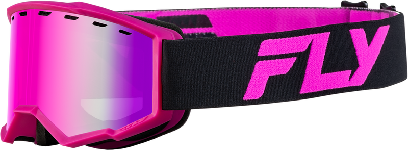 Fly Racing YTH Focus Snow Goggle Black Pink With Pink Mirror Rose Lens - FLB-24FY1