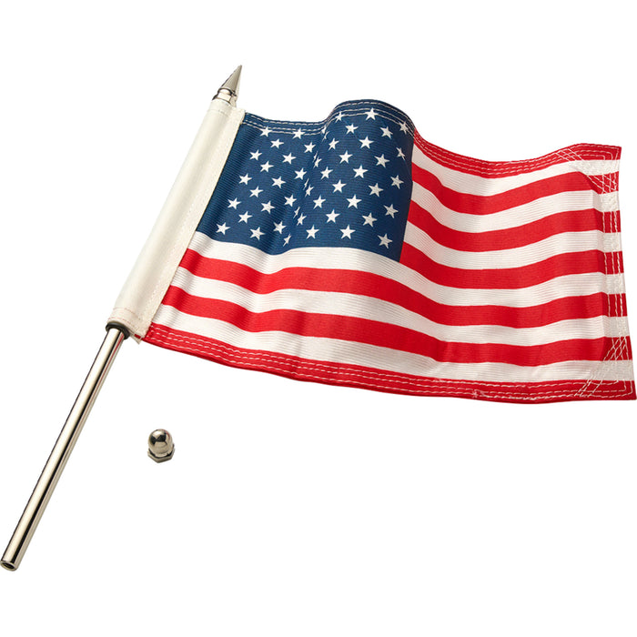 CIRO 0521-2142 70602 Flag Pole 12" - with 6"x9" american flag - polished stainless steel