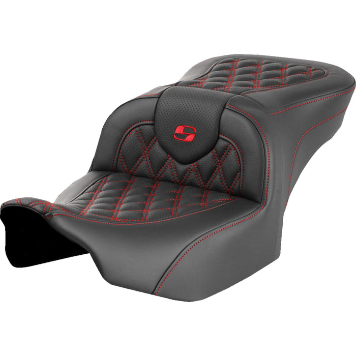 SADDLEMEN 0801-1716 823-07-18204 Roadsofa™ Lattice Stitch Seat - without Backrest - Red Lattice Stitch - FLTR/FLHX 23-24