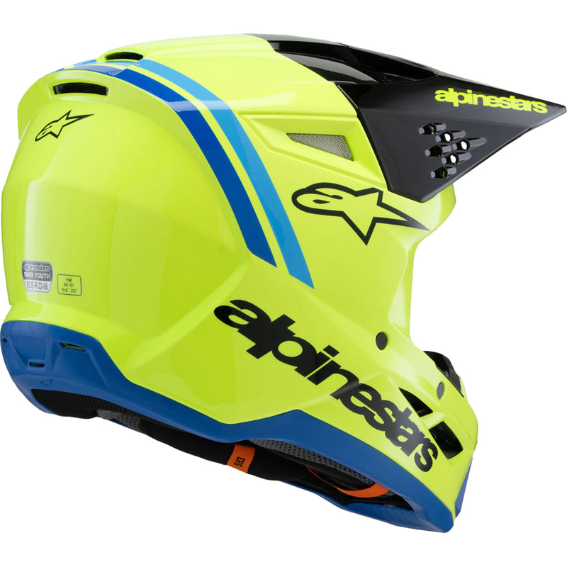 ALPINESTARS Youth SM3 Radium Helmet - Gloss Yellow Fluo/Black/Blue
