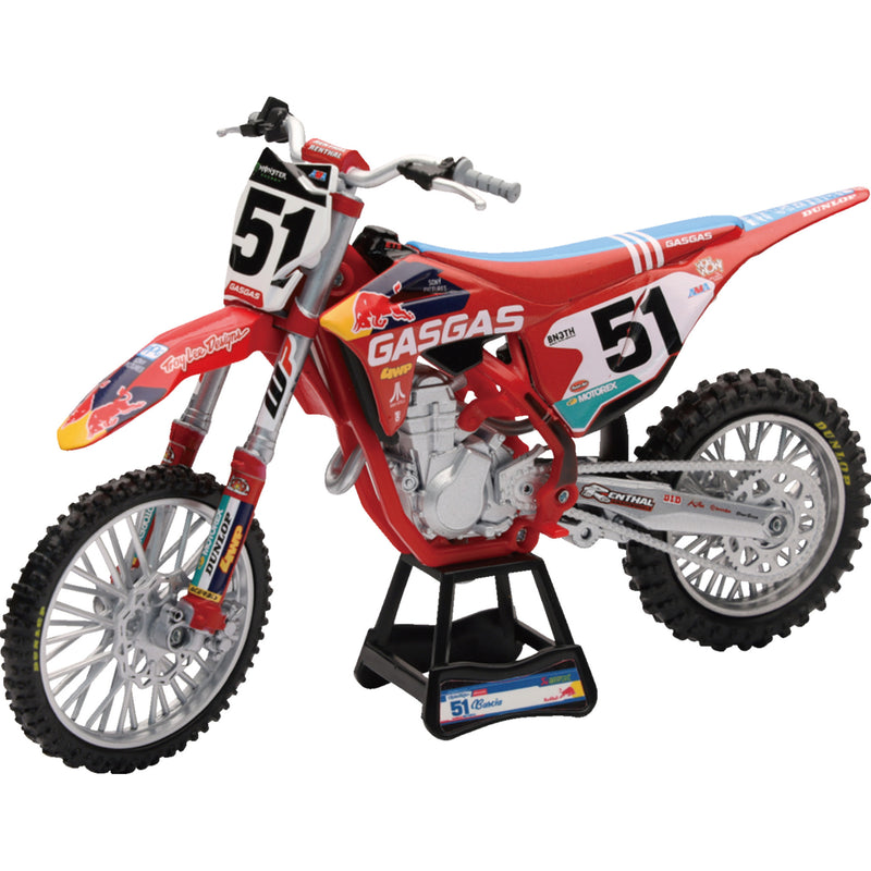 NEW RAY TOYS 7001-0033 58303 GasGas MC 450F Bike TLD Red Bull GasGas MC 450F Race Bike - Justin Barcia - 1:12 Scale - Red/Black/White