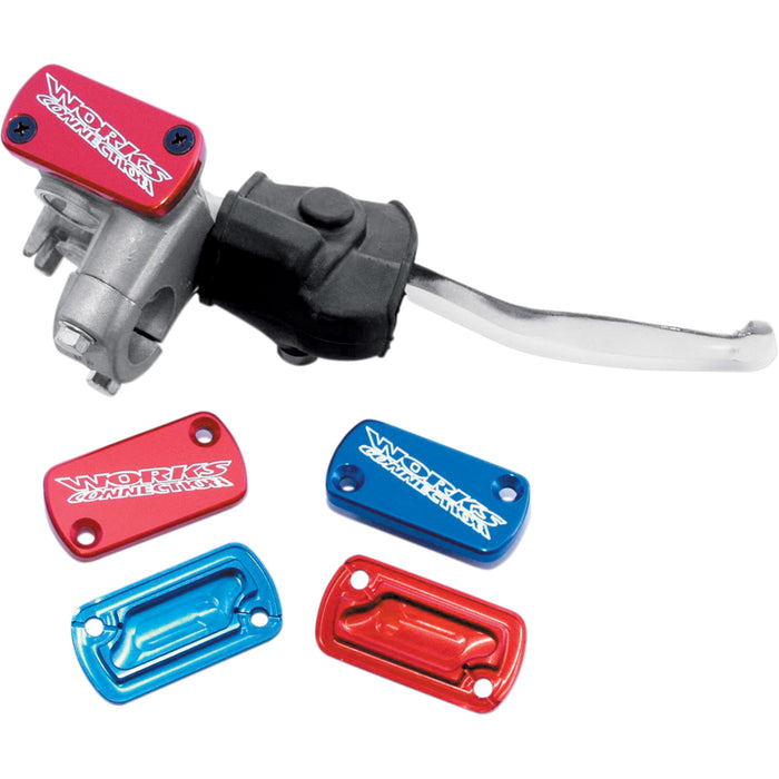 WORKS CONNECTION 21-005 21-005 Anodized Billet Aluminum Front Brake Reservoir Covers Brake Cover - Billet - Red