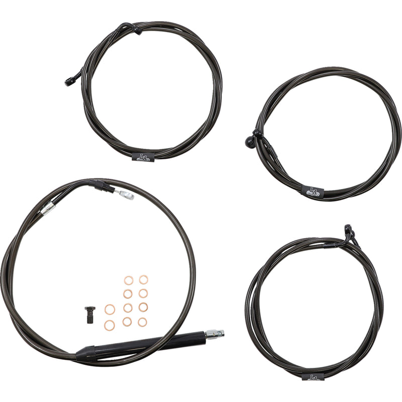LA Choppers Standard Midnight Braided Handlebar Cable Brake Line Kit — Ape Hanger 15"-17" Ape Hangers - LA-8056KT-16M For Harley Touring 2021-2022