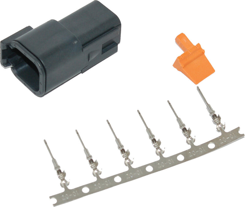 Namz Custom Cycle 850-08043 MDR-6B DEUTSCH DTM 6-PIN BLK RECEPTCL W/6 TRMNLS/WDGLCK HD74106-98BK