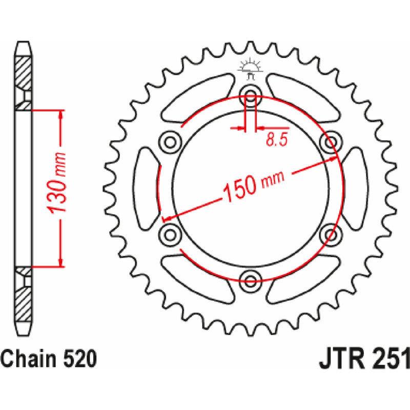 JT Sprockets Sprocket - JTR251.47 Yamaha Dirt Bikes 1999-2023