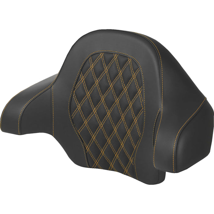 SADDLEMEN 0801-1815 814-07-15007 - Tour Pak® Backrest Pad - Lattice Stitch - Gold Stitch - FL 14-24