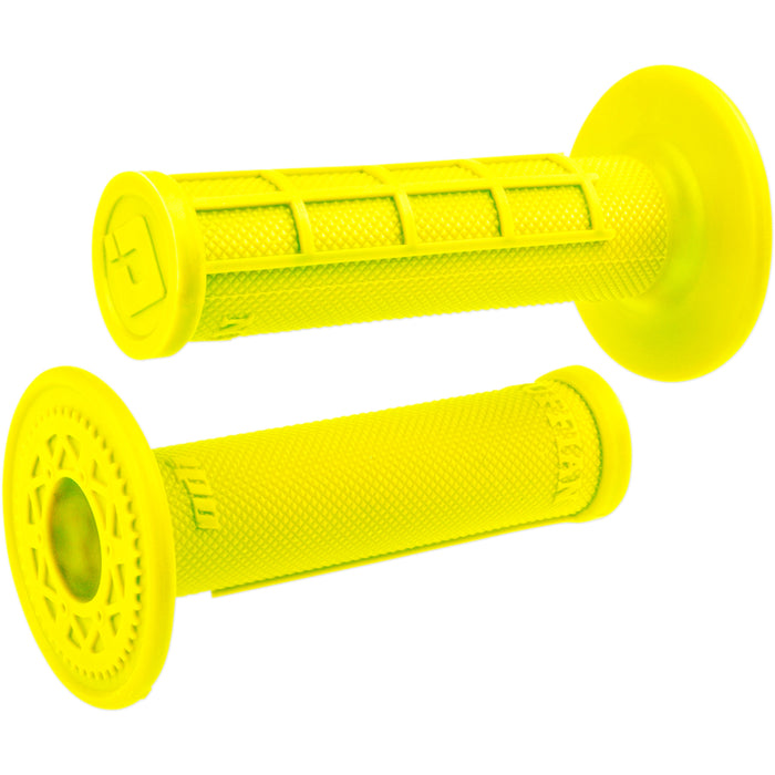 ODI 0630-2532 H01RFFY Ruffian MX Half Waffle Single-Ply Grip Grips - Ruffian - Half Waffle - Fluorescent Yellow