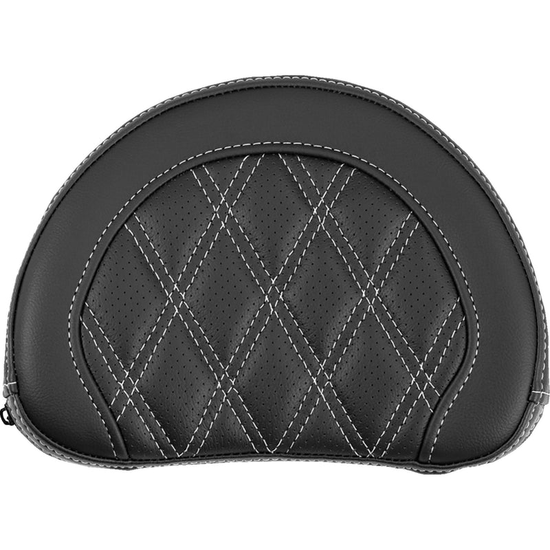 SADDLEMEN 0822-0689 051318406 Contoured Sissy Bar Pad lattice stitch - white stitch