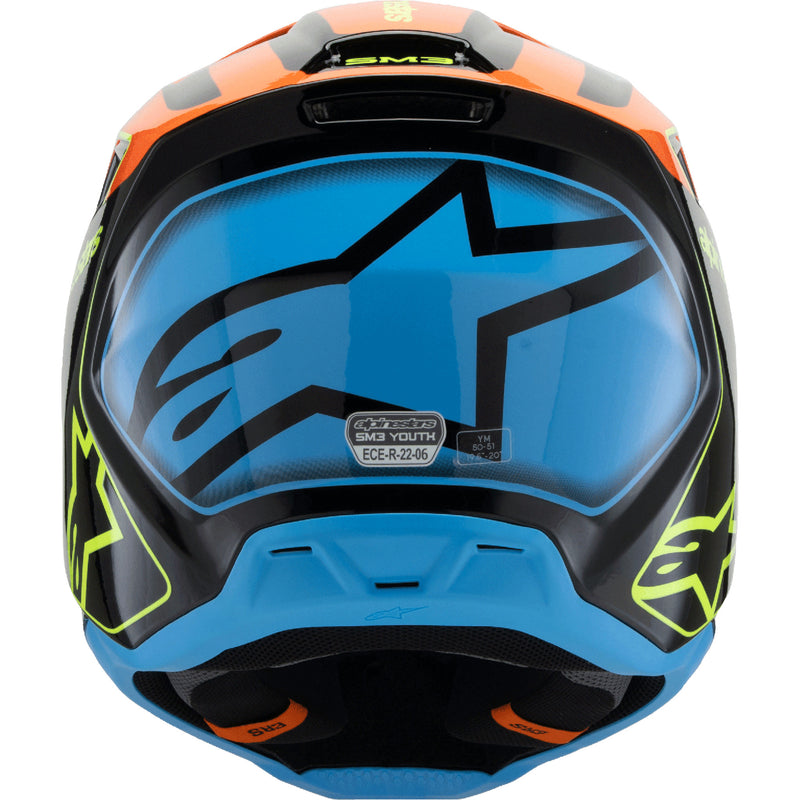 ALPINESTARS Youth SM3 Fray Helmet - Gloss Black/Orange/Yellow Fluo