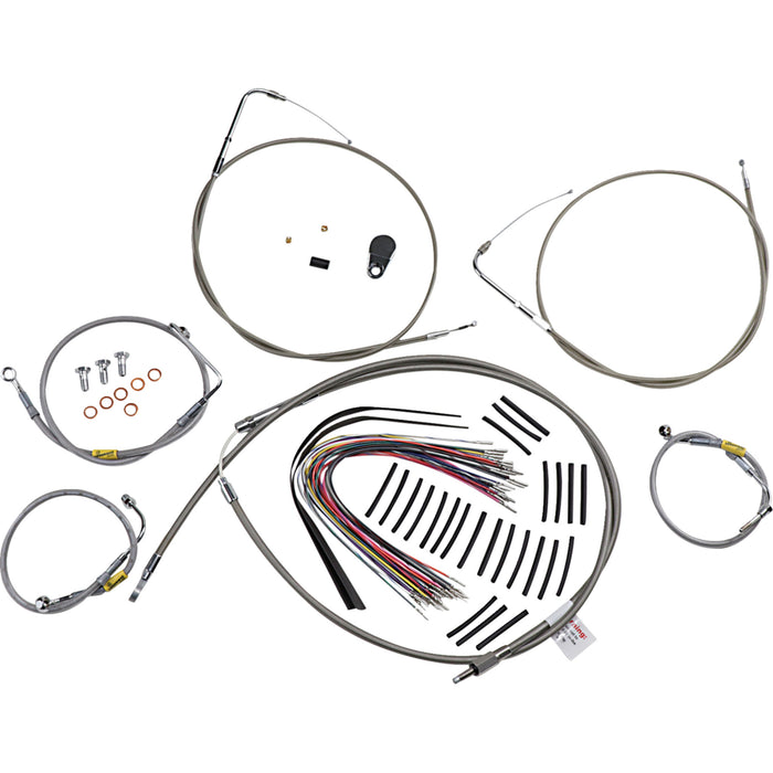BURLY BRAND 0662-0581 B30-1293 Control Kit for Early Touring Bikes with Bagger Bar Handlebars - 15" - Stainless