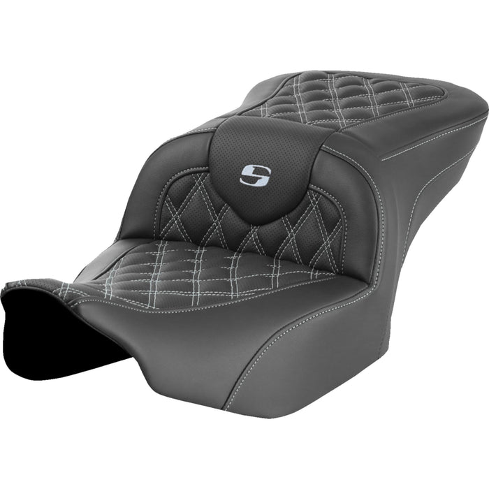 SADDLEMEN 0801-1717 823-07-18205 Roadsofa™ Lattice Stitch Seat - without Backrest - Lattice Stitch - Silver Stitch - FLTR/FLHX 23-24