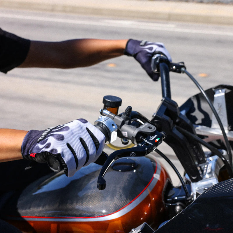 THRASHIN SUPPLY CO. Stealth Leather Palm Flame Gloves Gray