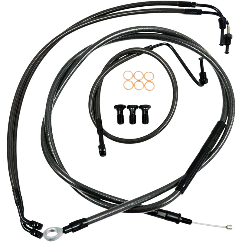 LA Choppers Standard Midnight Braided Handlebar Cable Brake Line Kit — Ape Hanger 12"-14" Ape Hangers - LA-8010KT-13M For Harley Touring 2008-2013