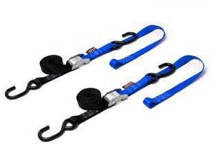 Powertye TIE-Down CAM S-Hook Soft-TYE 1"X6' Black Blue Pair - 23623