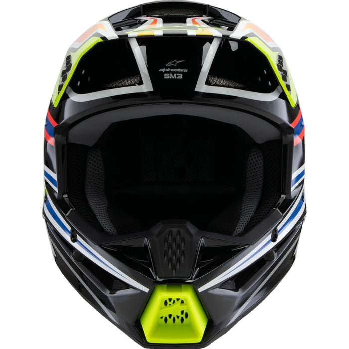 ALPINESTARS Youth SM3 Wurx Helmet - Gloss Black/Yellow Fluo/Blue/Red