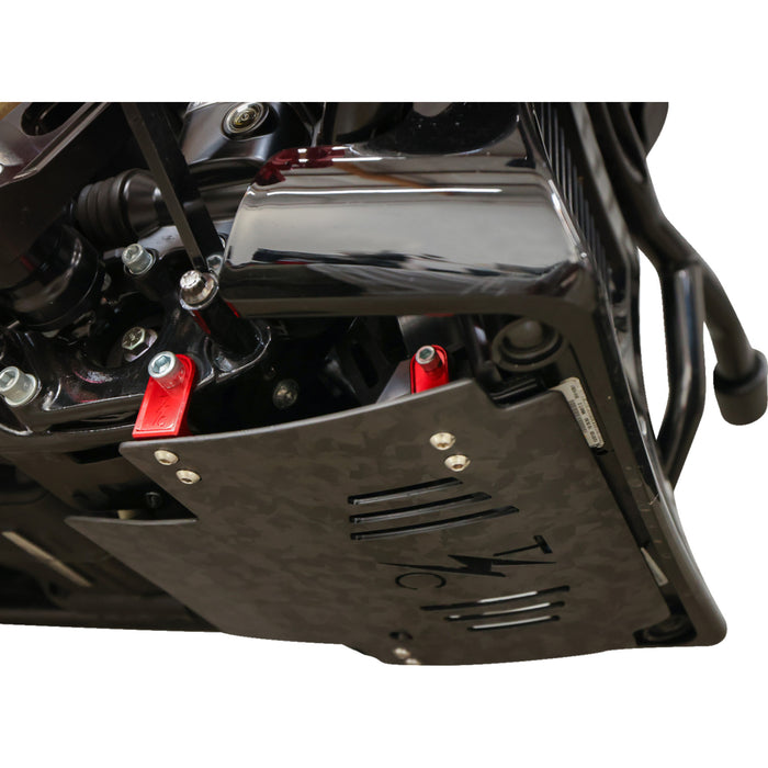 THRASHIN SUPPLY CO. 0506-2533 TSC-3035-2 Forged Carbon Fiber Skid Plate Skid Plate - Carbon Fiber/Forged - With Red Brackets - FLHX/FLTRX