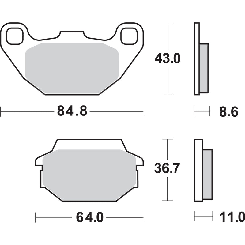 Sbs Brake Pad - 749HF For Kymco ATV/UTV Models 2002-2010 | SYM 125 / 200 2004-2012 | Arctic Cat 90 / 150 2x4 / 90 4x2 2006-2017