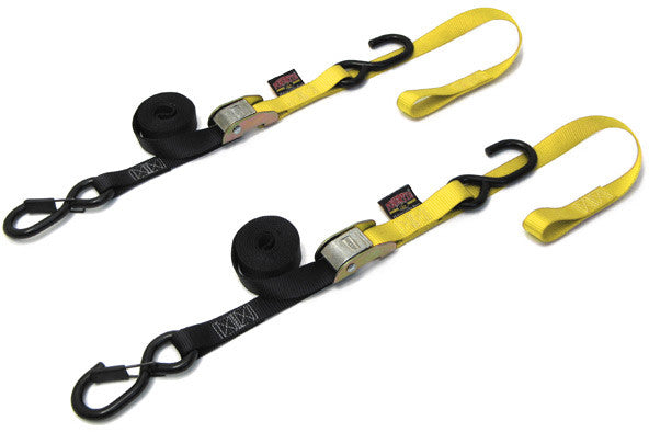 Powertye TIE-Down CAM SEC Hook Soft-TYE 1"X6' Black Yellow Pair - 23628-S