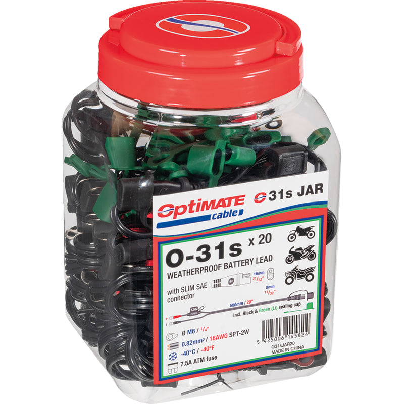 TECMATE 3807-0685 O-31SJAR OptiMate Cable O-31S Charging Cable Charging Cable - OptiMate - O-31S - 20 Pack