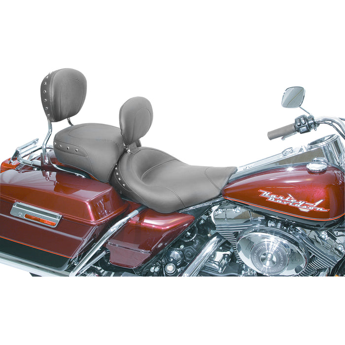 MUSTANG 0805-0030 79102 Wide Solo Seat with Removable Backrest - Black - Studded W/Concho - Road King '97-'07