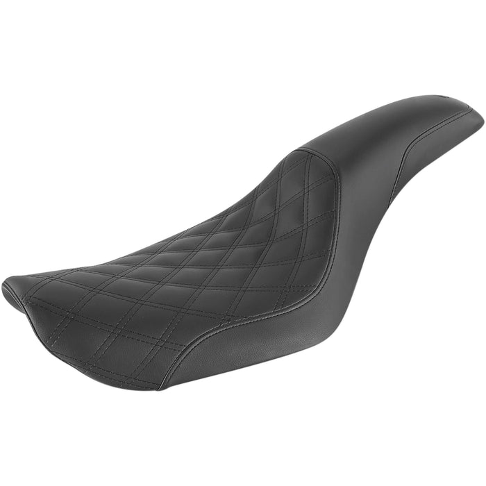 SADDLEMEN 0803-0635 896-04-149 Profiler™ Lattice Stitch Seat - Front Lattice/Rear Smooth - Black - FXD '96-'03