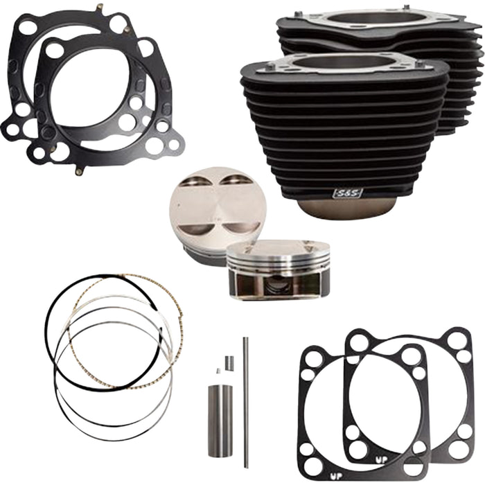S&S CYCLE 0931-1198 910-0763A Cylinder Kit 4.625" stroke - wrinkle black w/o highlights - m8