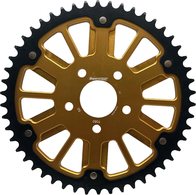Supersprox 106-708249G RST-7080:49-GLD STEALTH 49T REAR SPROCKET GLD ALUM CAR BLK STEEL TEETH