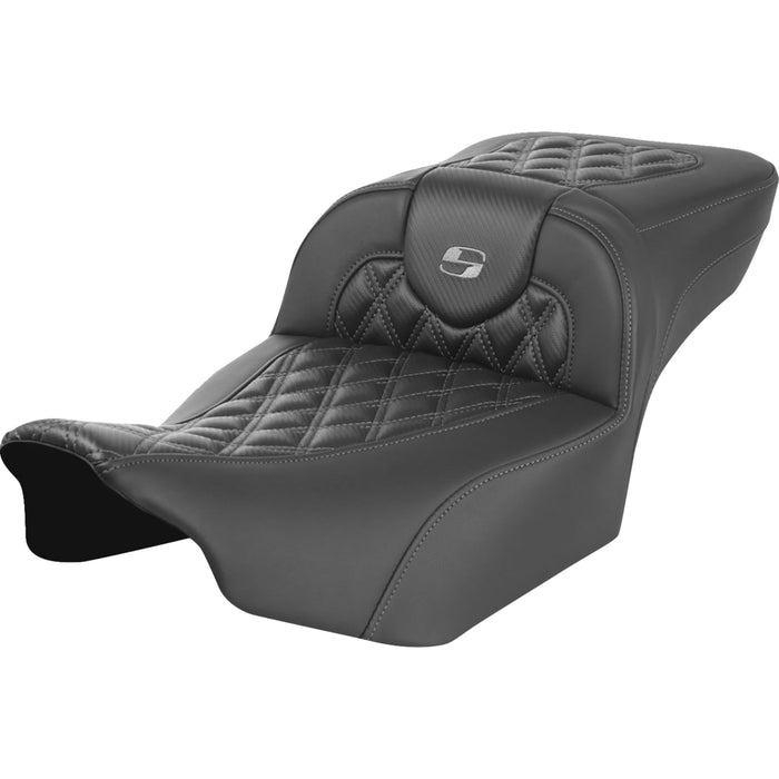 SADDLEMEN 0801-1795 823-07-20702 Roadsofa™ Extended Reach Seat - without Backrest - Lattice Stitch - Dark Gray Stitch - FL/FX 23-24