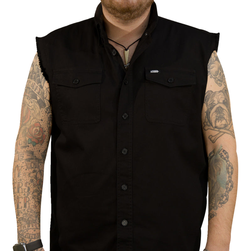 LETHAL THREAT 3040-3373 CO60195XL Freedom Ain't Free Printed Sleeveless Button Down Shirt black - xl