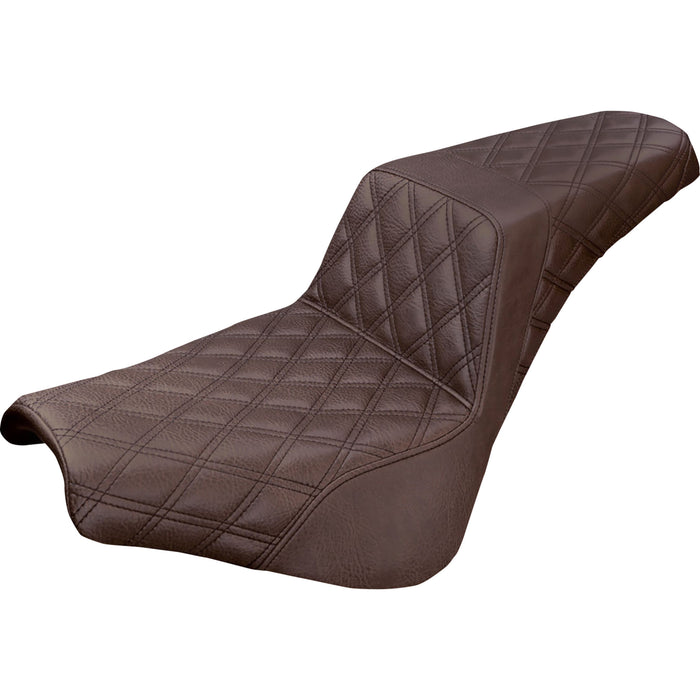 SADDLEMEN 0802-0960 818-30-175BR Step-Up Seat — Full Lattice Stitch - Brown