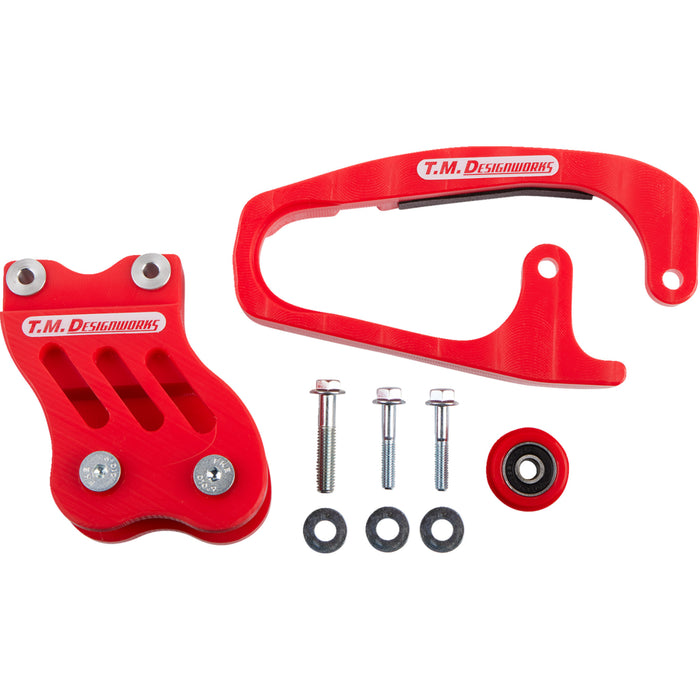 T.M. DESIGNWORKS 1231-1619 HCP-45K-RD Chain Guide and Slider Kit Chain Guide/Slider - TRX450 - Red
