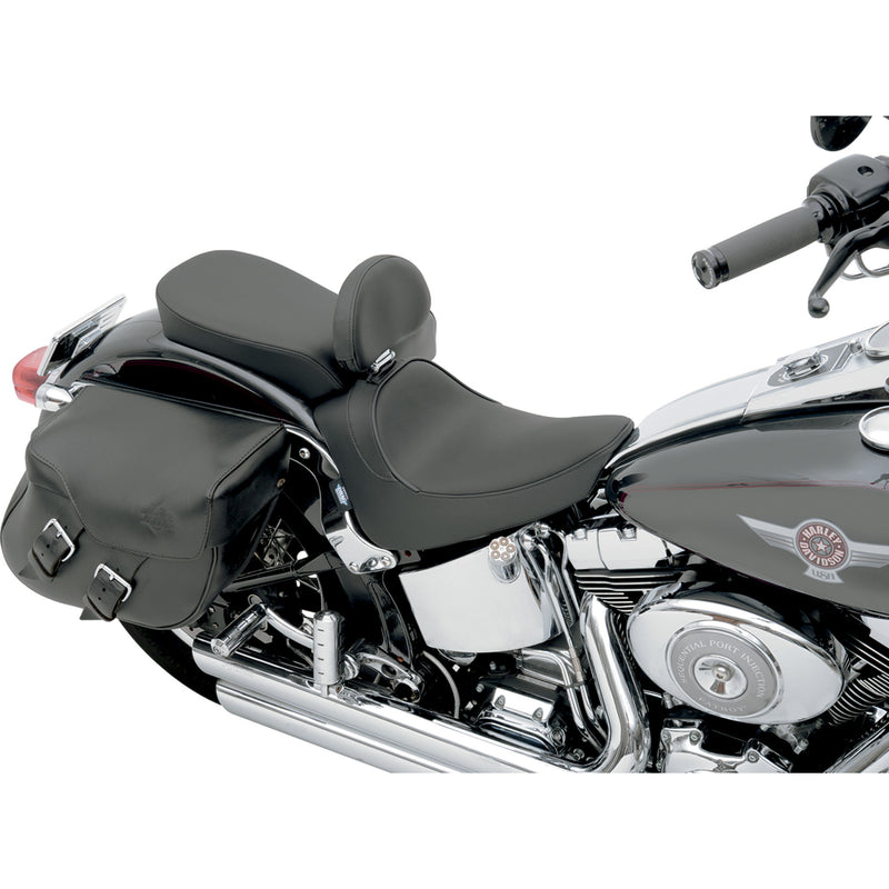 Drag Specialties Backrest Compatible Solo Seat — Smooth Solo Seat Smooth Driver Backrest FL FX - 0802-0632 For Harley Softail 2000-2006