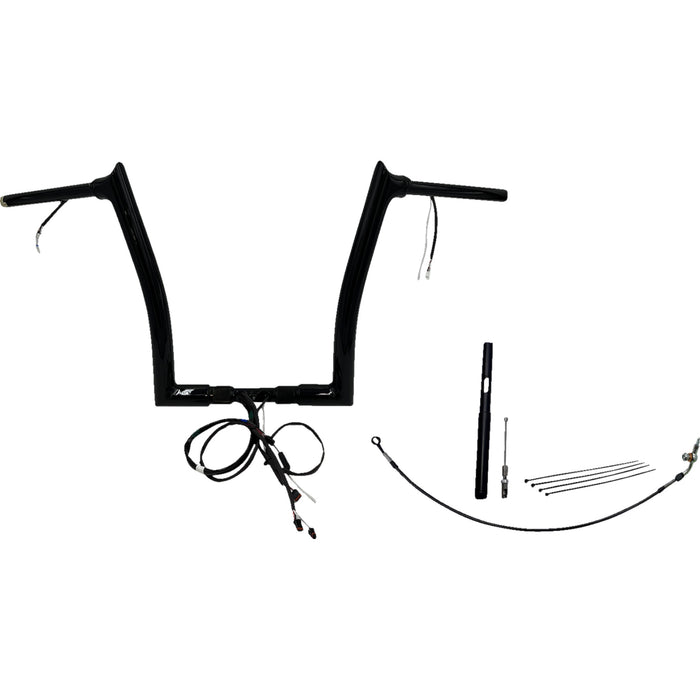 FAT BAGGERS INC. 0601-6202 812914-B EZ Install Wired 1-1/2" Pointed Top Handlebar Kit - 14" - Black