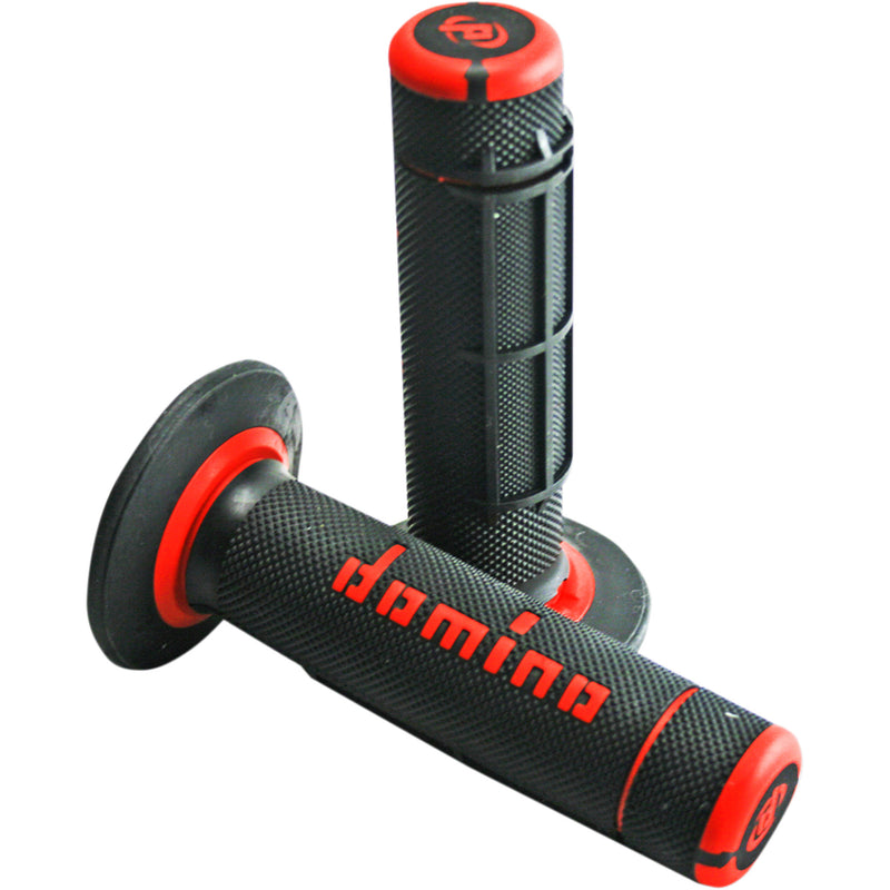 DOMINO 0630-1578 A02041C4240A7-1 Dually Grips Grips - Dually - Half Waffle - Black/Red