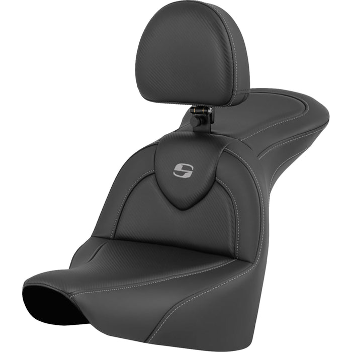 SADDLEMEN 0802-1618 818-27-185BR RoadSofa™ Seat - Carbon Fiber - with Driver Backrest - FLFB/FXBR '18-'24