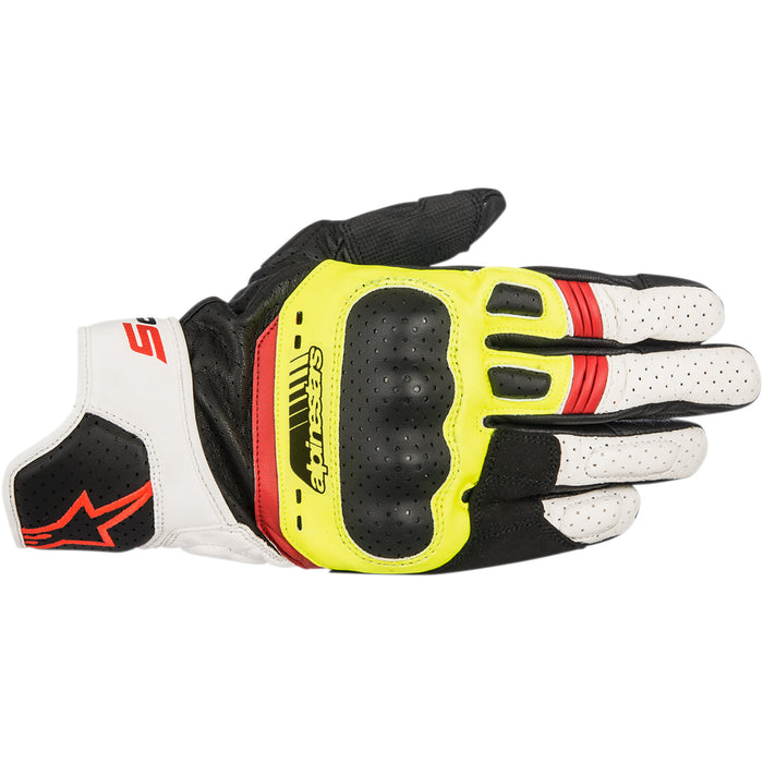 ALPINESTARS 3301-3059 3558517-1503-3X SP-5 Leather Gloves SP-5 Gloves - Black/Fluo Yellow/White/Fluo Red - 3XL