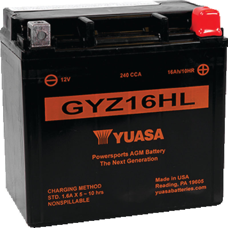 Yuasa Battery YUAM716GHL Yuasa GYZ16HL High Performance Maintenance Free AGM 12-Volt Battery - Photo - Primary