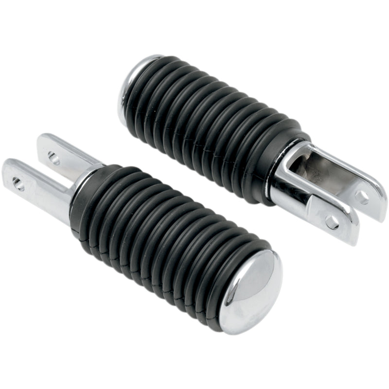 DRAG SPECIALTIES DS-253405 Chrome Footpegs with Rubber Sleeves — Pair 5/8 Mount Pegs - Rubber - Chrome End