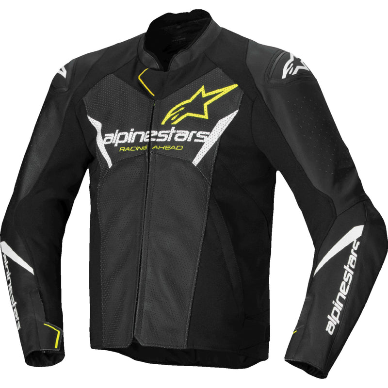 ALPINESTARS Faster v3 Airflow Leather Jacket Black/White/Yellow - Fluo US / EU