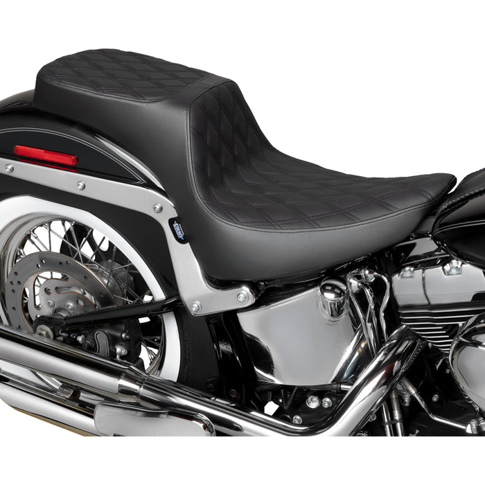 DRAG SPECIALTIES 0802-1641 Performance Predator 2-Up Seat - Predator III 2-Up Seat - Vinyl - Double Diamond - Black Thread - FL '00-'17