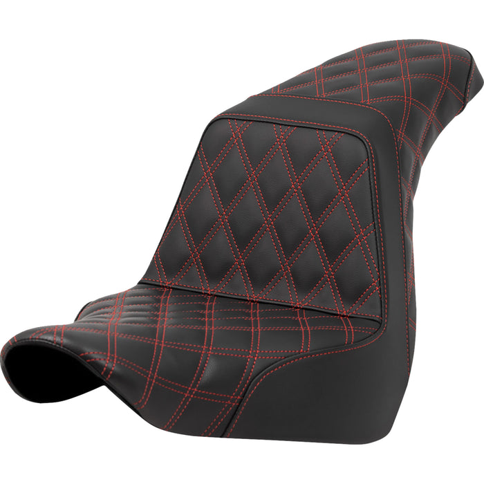 SADDLEMEN 0802-1585 A818-29-175RED Lattice Stitch Step-Up Seat - Full Lattice Stitch - Red Stitch - FXLR/FLSB '18-'21