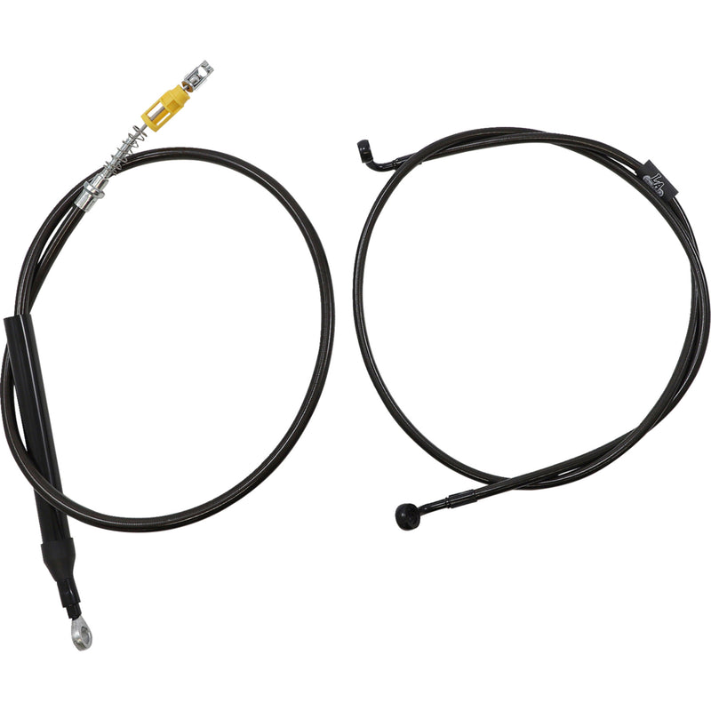 LA Choppers Complete Midnight Braided Handlebar Cable Brake Line Kit — Standard Quick Connect 15"-17" - LA-8156KT2-16M For Harley Softail 2018-2022